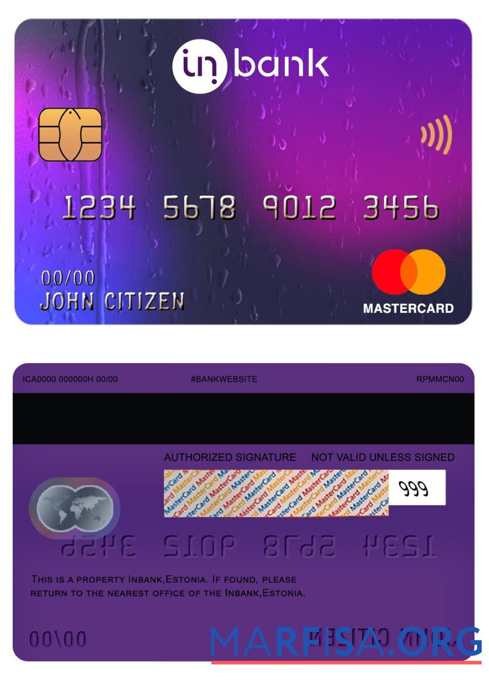 Printable Estonia Inbank mastercard example